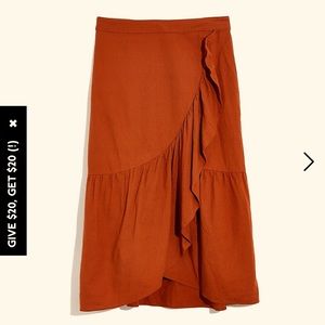 Madewell Linen-blend Ruffle Wrap Midi Skirt
